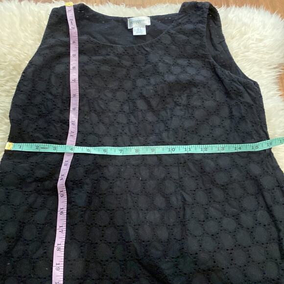 Motherhood Maternity Black Eyelet Sleeveless Midi Dress Sz S Cotton Tiered Hem - Picture 10 of 12